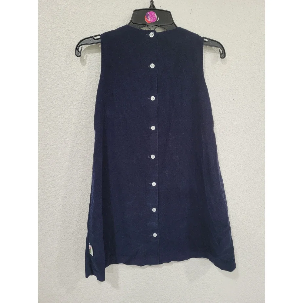 Posh Pickle Girls Navy Blue Pink Corduroy Monogrammed M Jumper Dress Size 6 #7‎